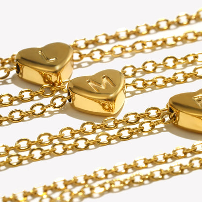 Minimalist Small Love Initial Necklace Jewelry Stainless Steel 18K Gold Plated Mini Heart Letter Pendant Necklace